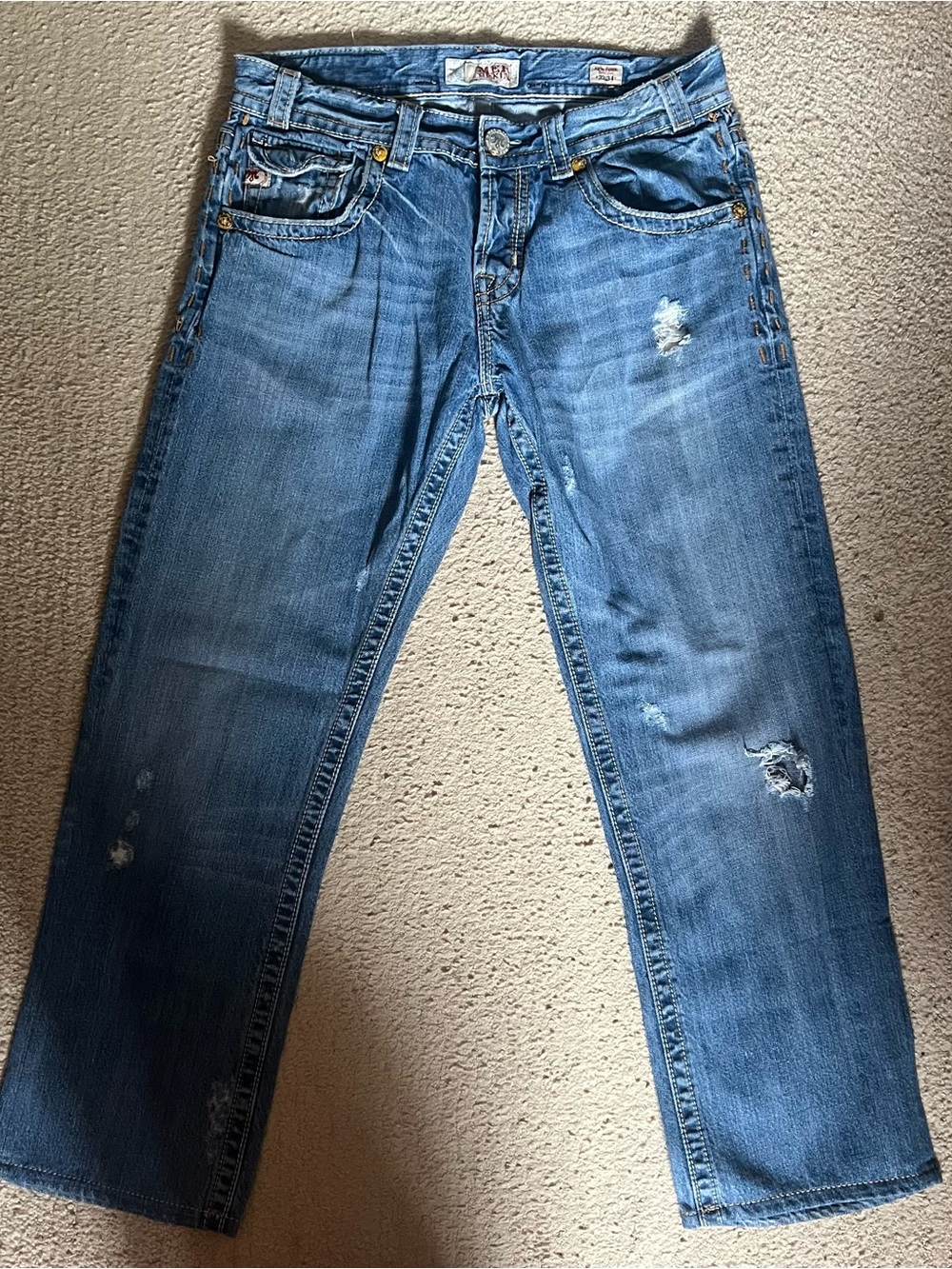 Slim Straight Men's Distressed Blue Jeans
